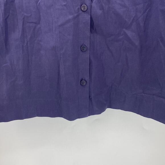 Eileen Fisher cotton mandarin collar purple 3 quarter sleeve button down sz L - Picture 6 of 8